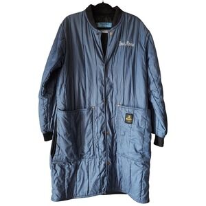 vtg‎ RefrigiWear Cooler Jacket Men Large Reg Blue 3/4 Length Snap Button Pockets